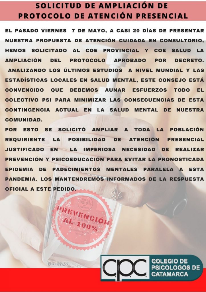 En la intensa y a-temporal necesidad de analizar, fundamentar, proponer y gestionar de estos tiempos, nuestro motor y fuerza es el convencimiento de que no hay mejor acción que la que se hace con objetivos claros y un fin común.
Hoy nos sentimos orgullosos de representar a los psicólogos y psicólogas de Catamarca que han sabido involucrarse, acompañar, y esperar con tolerancia la definición de cada iniciativa de este Consejo Directivo y de todo el Equipo de trabajo del Colegio.
Solo podemos decirles gracias! por llevar adelante la práctica profesional, cada uno desde su lugar pero con la visión de un colectivo que, en esta contingencia que afrontamos, solo ha dado muestras de vocación, altruismo, solidez y amor por nuestra profesión.
Seguimos adelante, siempre y entre todos, por MAS Y MEJOR! Para enriquecer nuestra labor diaria y con el entusiasmo de contribuir a mejorar la Salud de nuestra comunidad.